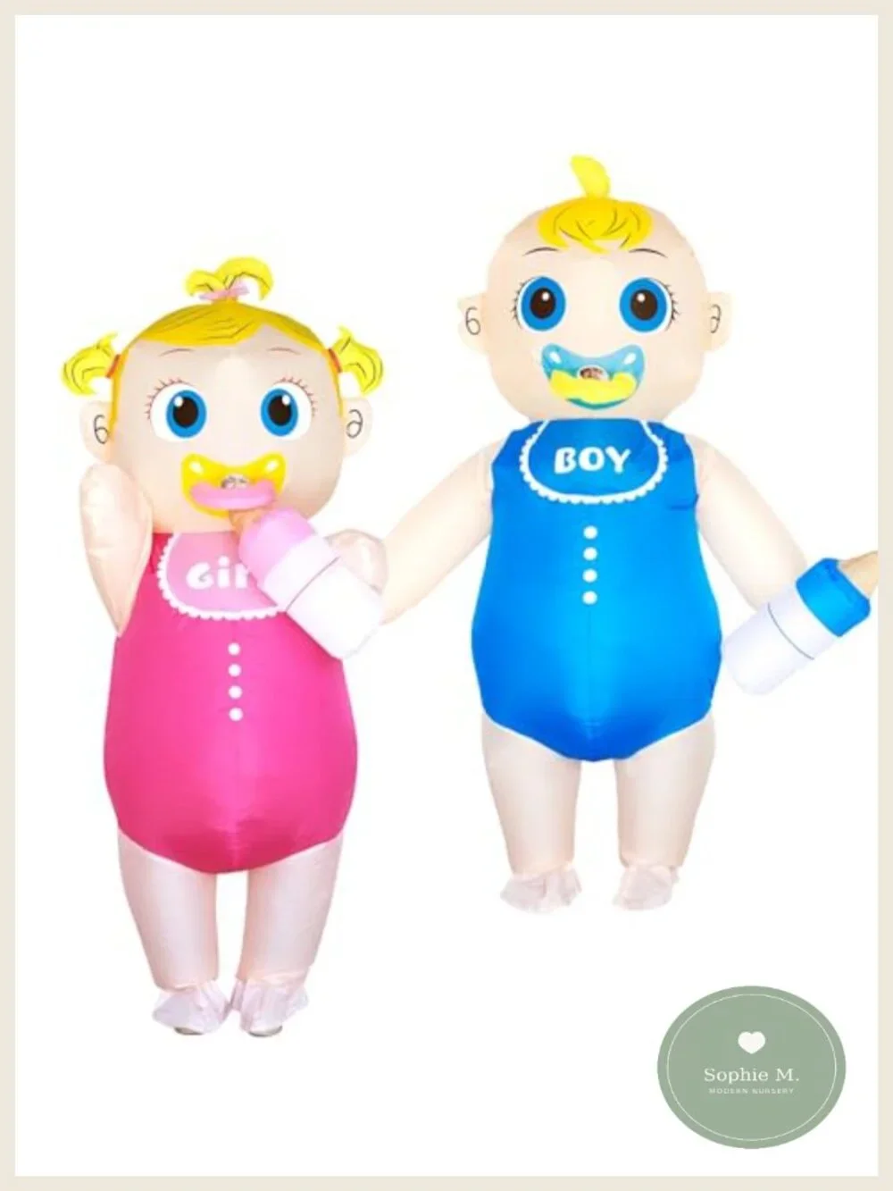 Inflatable Baby Costume Set for Gender Reveal Party with Blower Fans